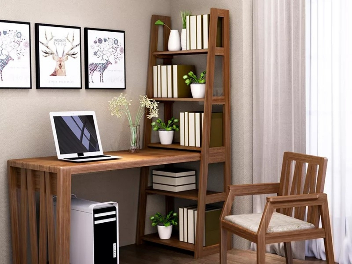 B&agrave;n l&agrave;m việc Bắc &Acirc;u kết hợp kệ