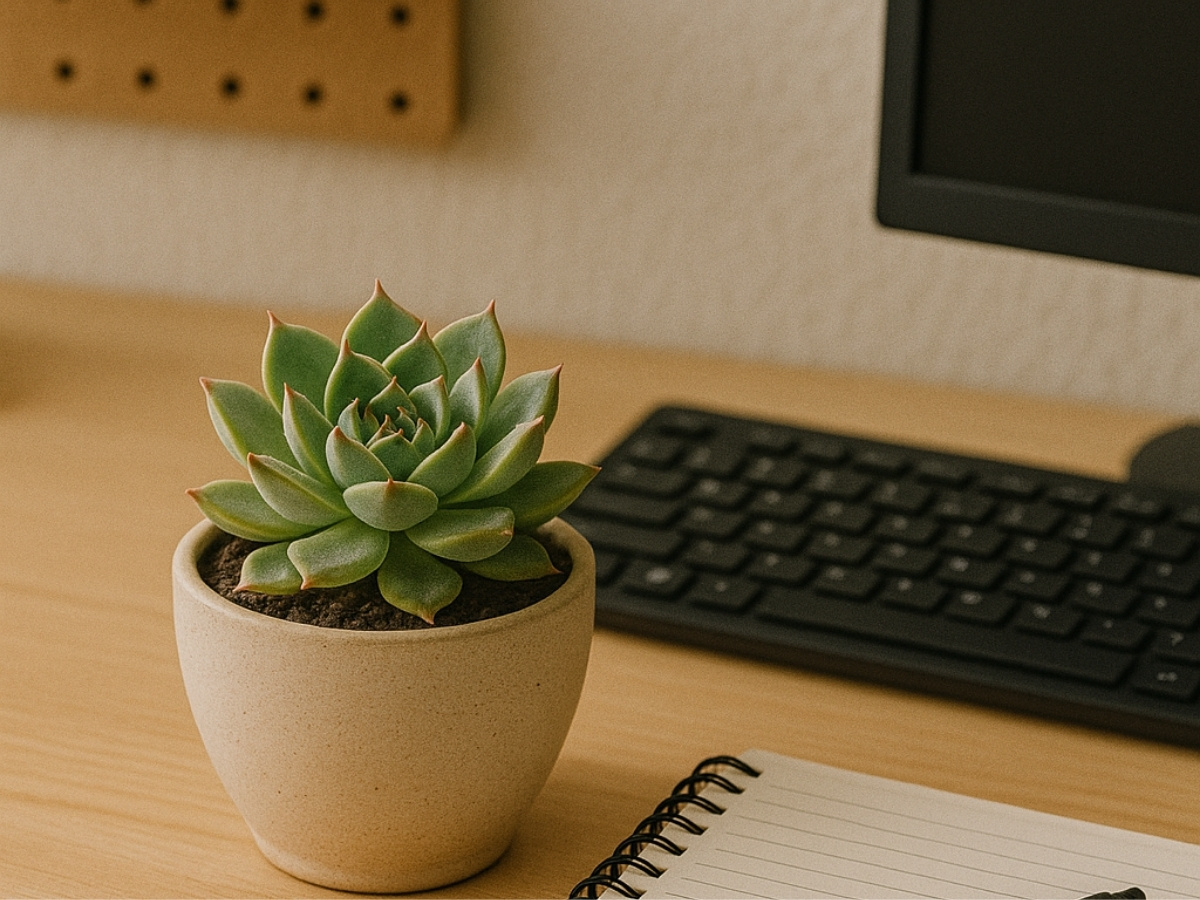 Sen đ&aacute; l&agrave; c&acirc;y để b&agrave;n văn ph&ograve;ng được ưa chuộng nhờ h&igrave;nh d&aacute;ng nhỏ xinh v&agrave; dễ trồng